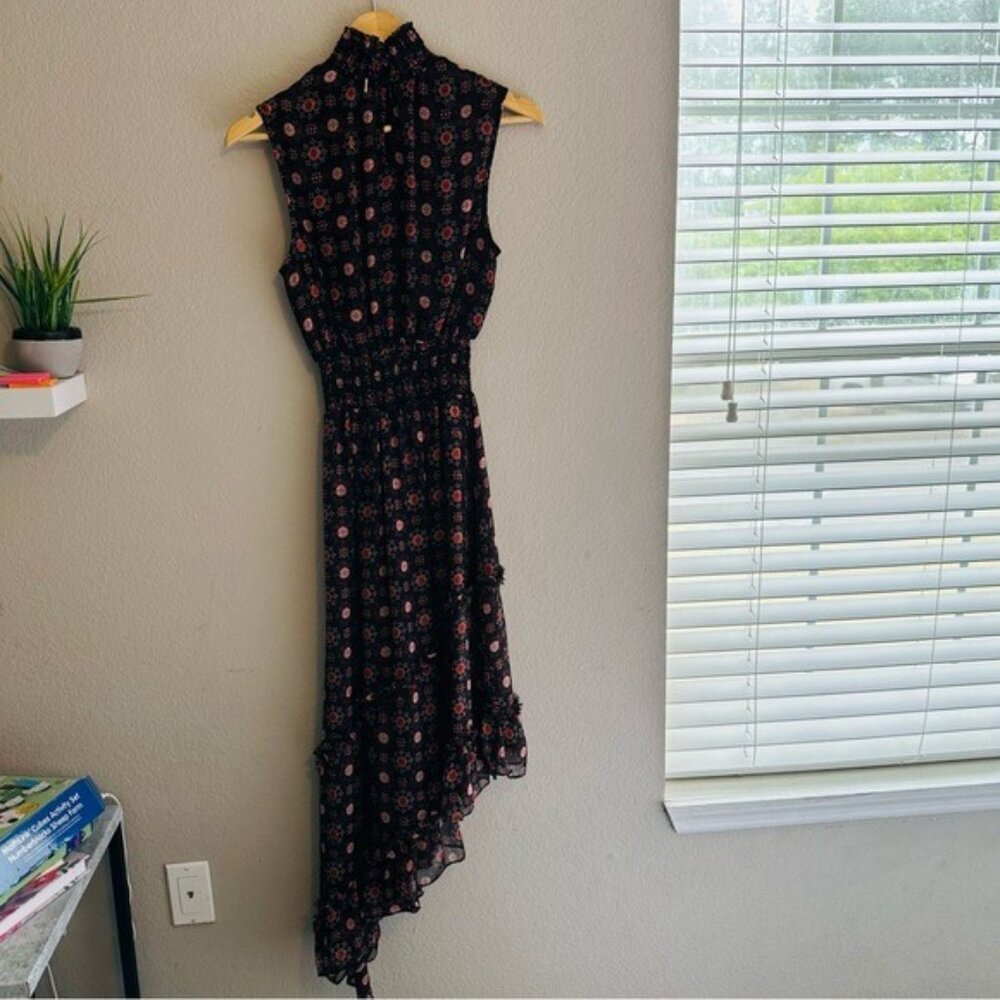 Misa los Angeles Black and Pink Asymmetrical Tie Front Sundress Size XS - Picture 4 of 11